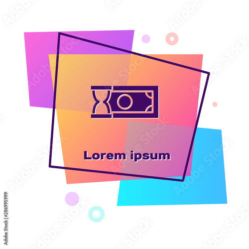 Purple Fast payments icon isolated on white background. Fast money transfer payment. Financial services, fast loan, time is money, cash back concept. Color rectangle button. Vector Illustration