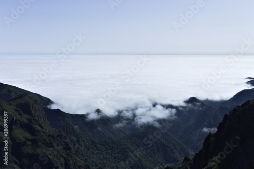Panoramic view above clouds on 'Pico do Arieiro' (Sandbox Peak) and 'Pico Ruivo' (Redhead Peak) mountains (Madeira, Portugal) © Tommaso