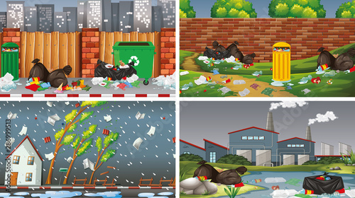 Set of polluted scenes