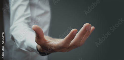 young business man hand empty
