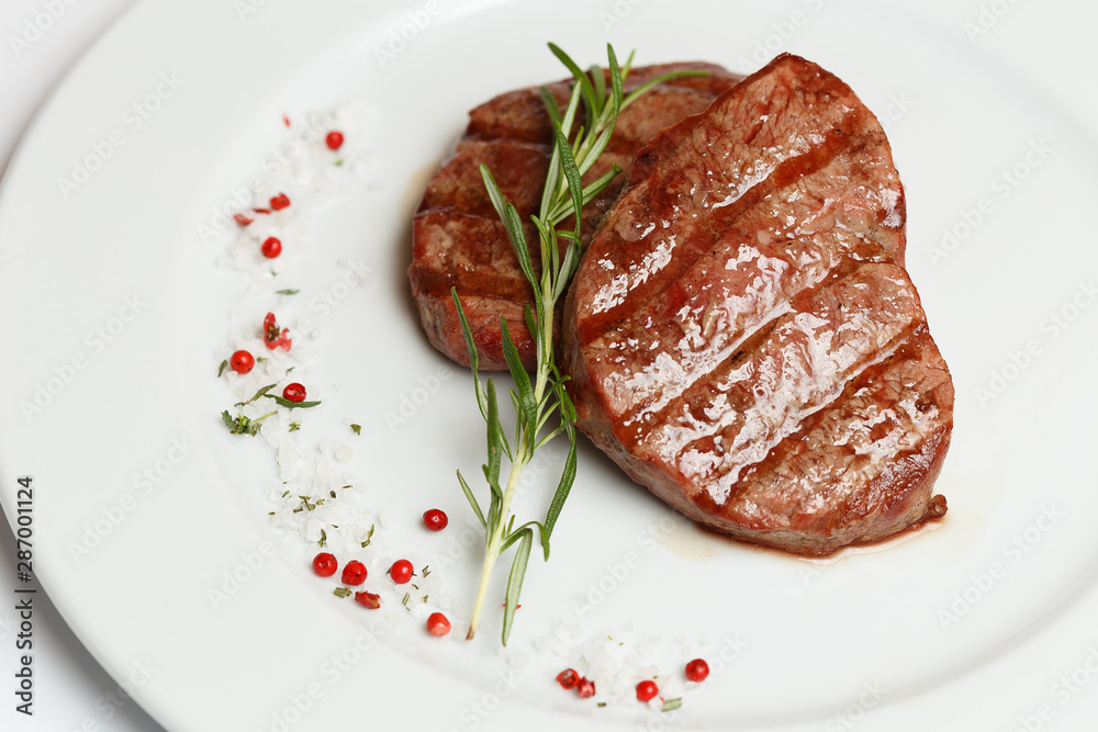 Fototapeta premium beef rib eye on a white plate
