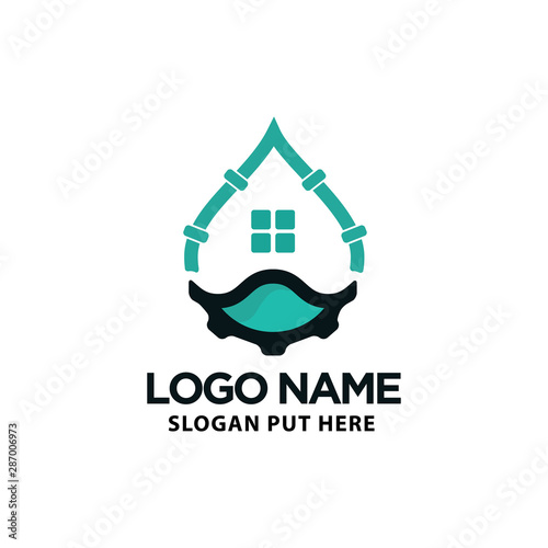 Plumber home repair service logo design template