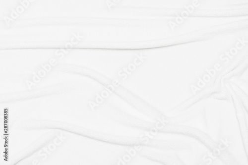 White crumpled blanket, texture, top view