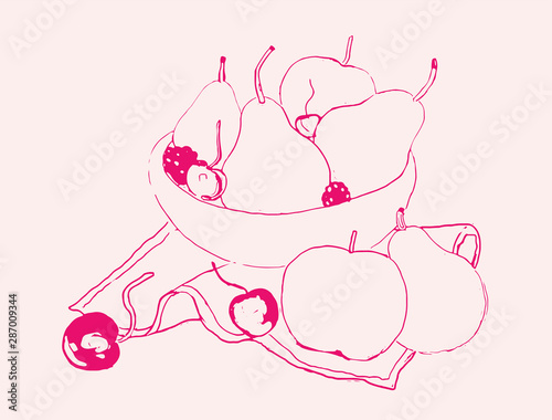 fruit still life sketch
