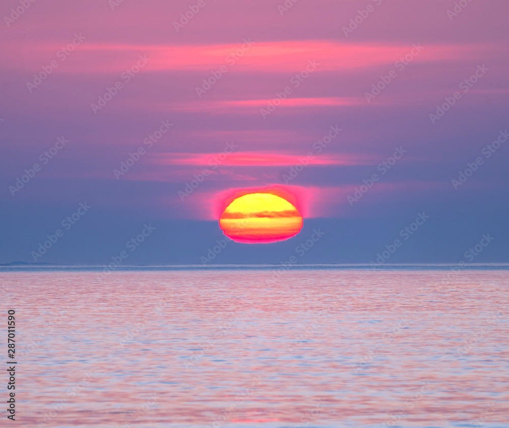 sunset in the North sea of Norway.Grotfjord sunset in the North sea of Norway.Grotfjord