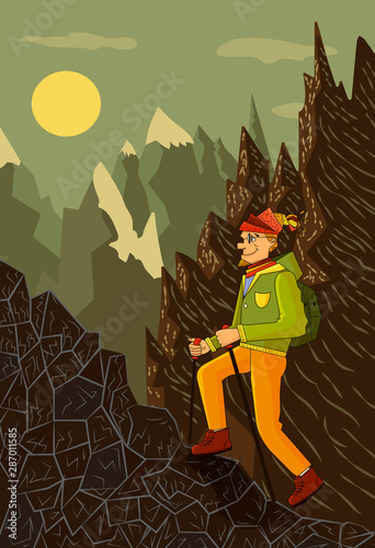 climber rises on the mountain, Mountain Climbing