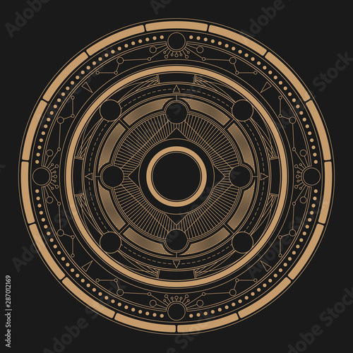 Abstract fantasy astrolabe round background photo
