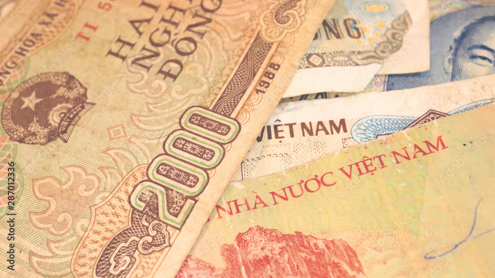 Fototapeta premium Close up the Vietnamese Dong Banknotes