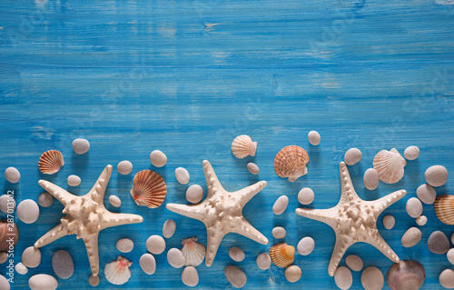 Background of sea shells and starfish