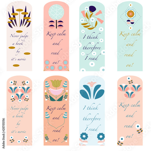 Retro pastel flower bookmarks. Vector elements