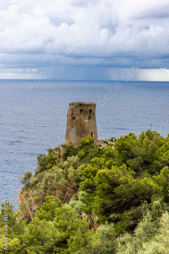  Italy  Positano  view of stretches of coastline on the Amalfi coast