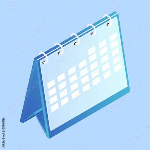 Blue calendar in 3d style.