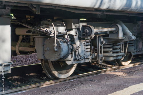 close - up of the train wheel on the railway © warloka79