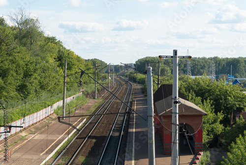 modern railway passenger station, top view