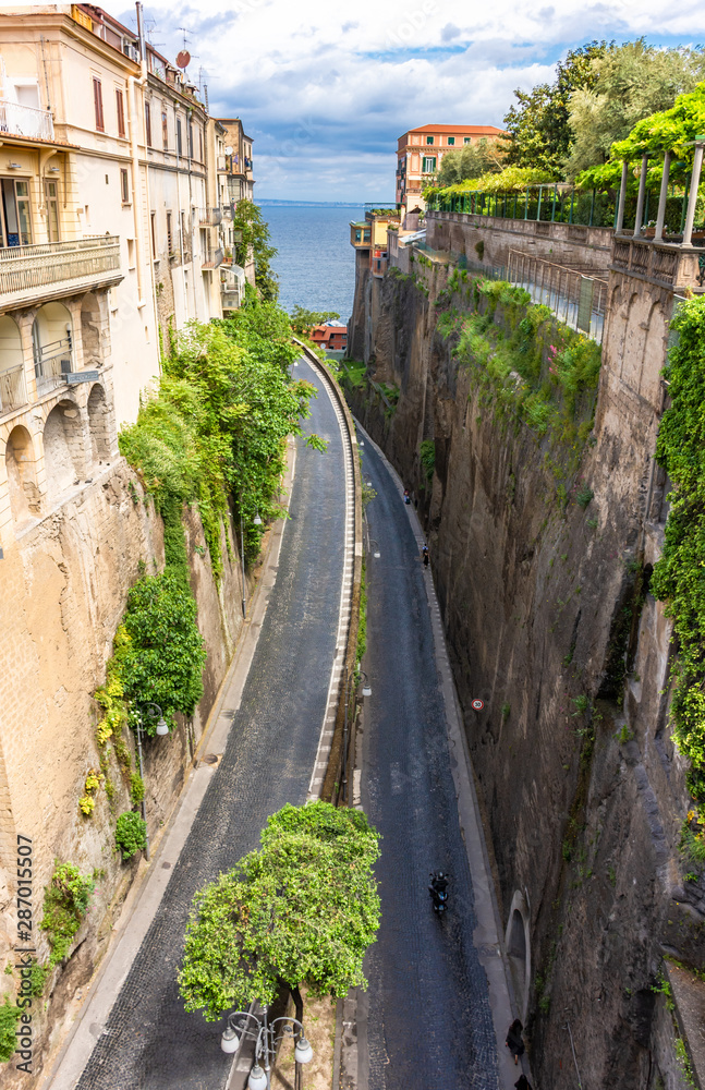 Italy, Sorrento, view of a street from above