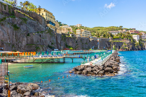 Italy, Sorrento, equipped coast for bathing photo