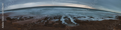 panoramic winters beach landscape with clouds
