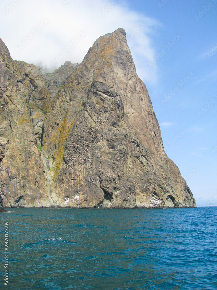 Fototapeta premium Crimea, Ivan the Robber rock, a sight of the Kara Dag mountain range