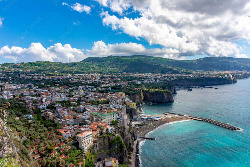 Italy, Vico Equenze, panorama of the coast and the city