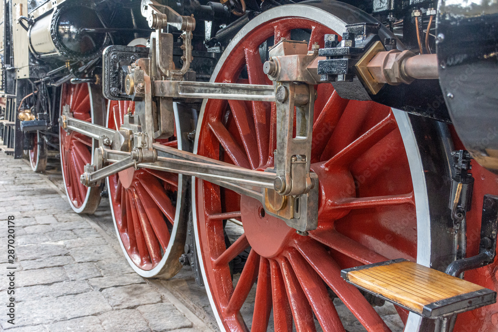 View and details of an old restored steam train