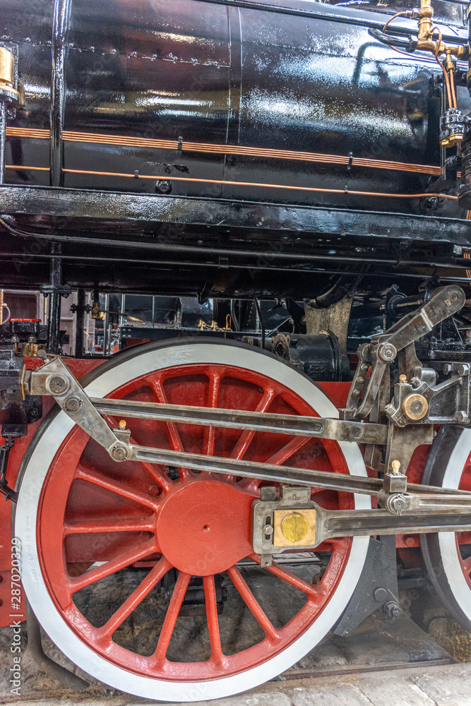 View and details of an old restored steam train