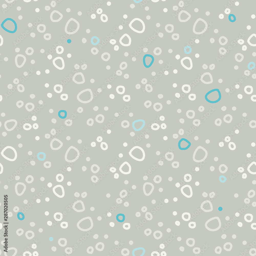 Vector bubbles seamless pattern in brown, beige and turquoise. Simple doodle bubbles hand drawn made into repeat. Great for backgrounds, wallpaper, wrapping paper, packaging, fashion.