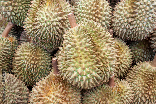 Durian piled texture. Fruit market concept.