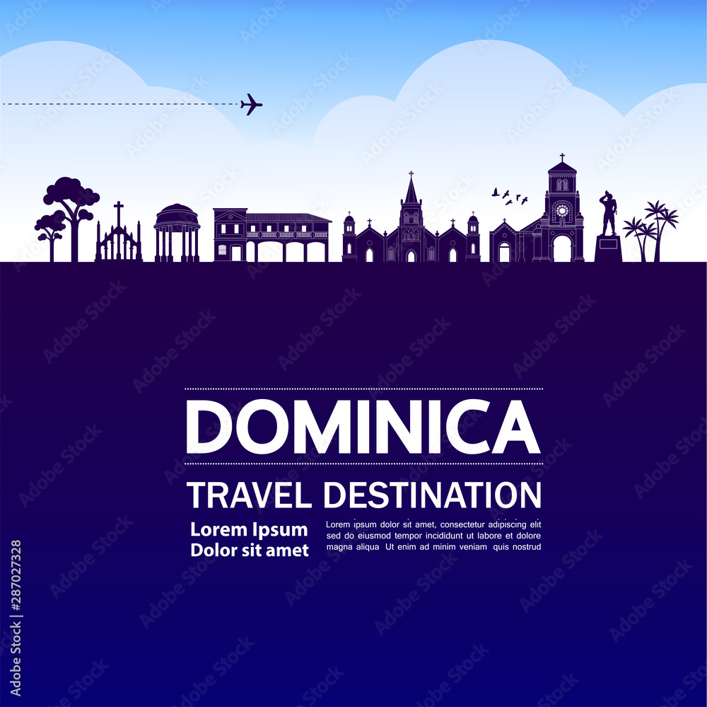 Dominica travel destination grand vector illustration.