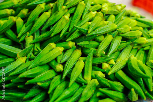 okra or lady's finger in Indian vegetable  Market © PRASANNAPIX