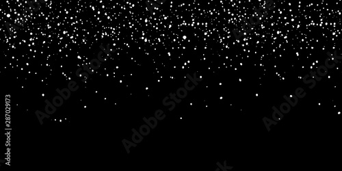 Snowfall overlay. Falling snow seamless banner for winter decorations.