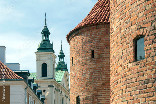 The Barbican and City Walls in Old Town of Warsaw, Poland photo