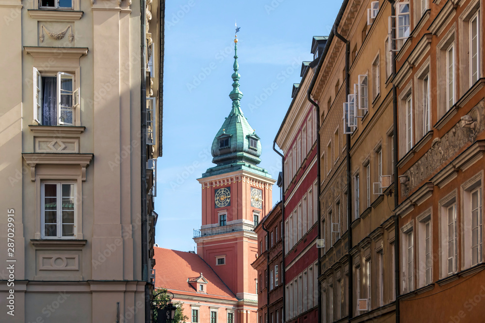Sightseeing in Castle square, The Royal castle one of the main tourist attractions in Warsaw