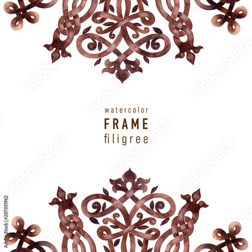 Valokuva Watercolor frame with Filigree pattern