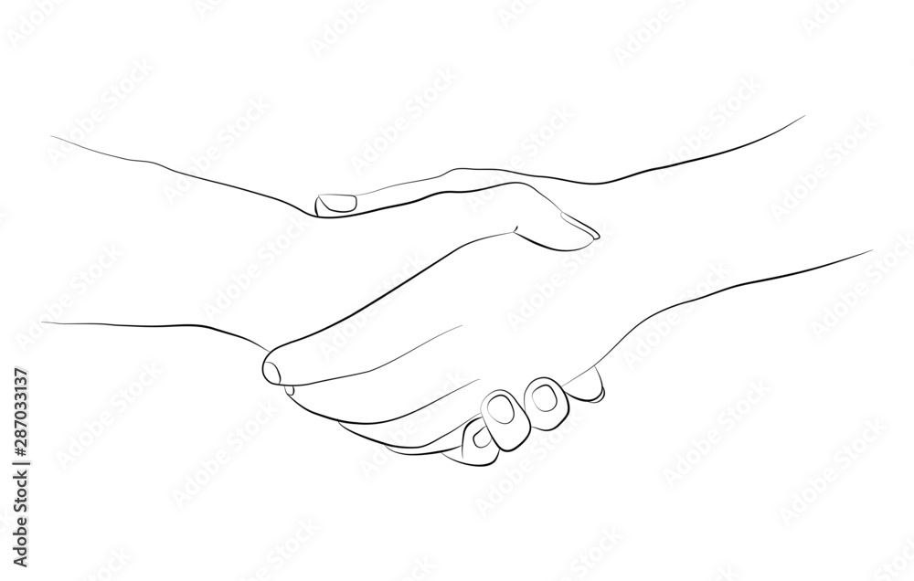 Vector illustration of hands in simple outline style. Handshake Vector illustration of hands in simple outline style. Handshake
