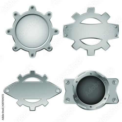 Set of metal round boards, steampunk panel