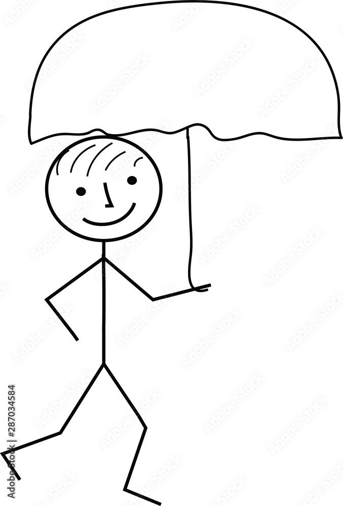 stickman handmade drawing, a lucky man with umbrella stickman handmade drawing, a lucky man with umbrella