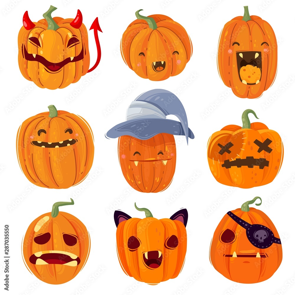Halloween pumpkins characters set Halloween pumpkins characters set