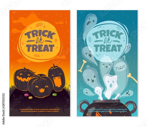 Halloween cartoon vertical banners