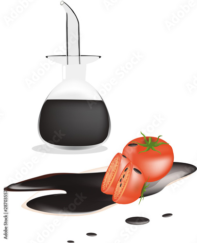 aceto balsamico di vino con provetta e pomodoro