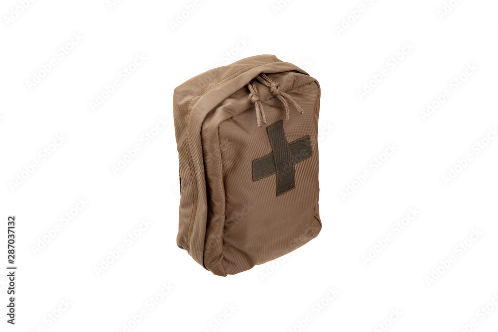 First-aid kit on white background. Modern military first aid kit First-aid kit on white background. Modern military first aid kit