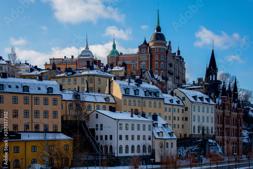 Winter view of Stockholm in pale winter sun.