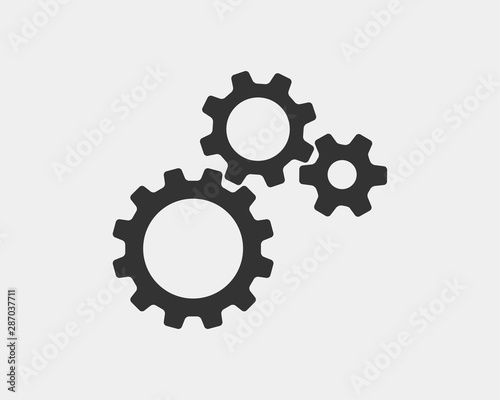 Metal gears and cogs vector. Gear icon flat design. Mechanism wheels logo. Cogwheel concept template.