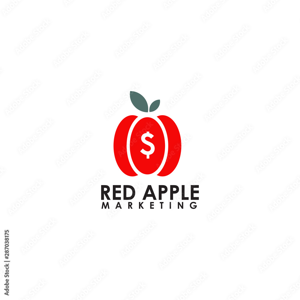 Red apple marketing logo design vector template