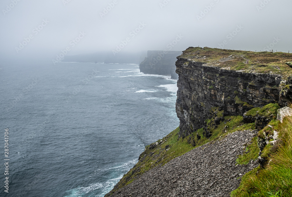 Stormy day at Cliffs of Moher in Ireland