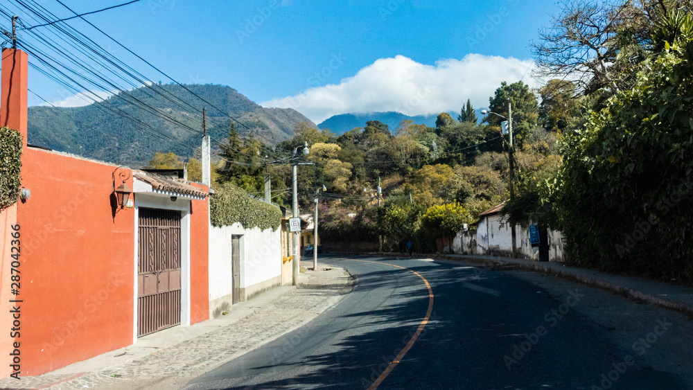 ANTIGUA, SACATEPEQUEZ/GUATEMALA - December 23, 2018: A scene in the UNESCO World Heritage site of Antigua, Guatemala, on a Sunday before Christmas Day 2018. ANTIGUA, SACATEPEQUEZ/GUATEMALA - December 23, 2018: A scene in the UNESCO World Heritage site of Antigua, Guatemala, on a Sunday before Christmas Day 2018.