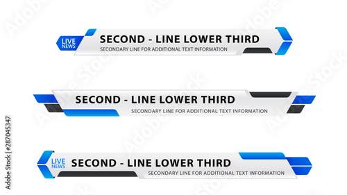 Vector video headline title or television news bar design template isolated on white background