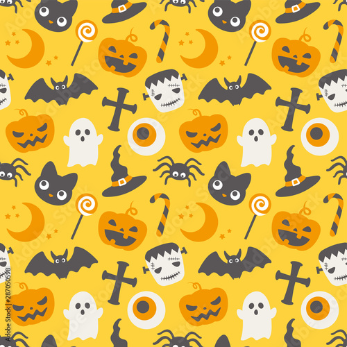 ハロウィン　シームレスパターン背景素材