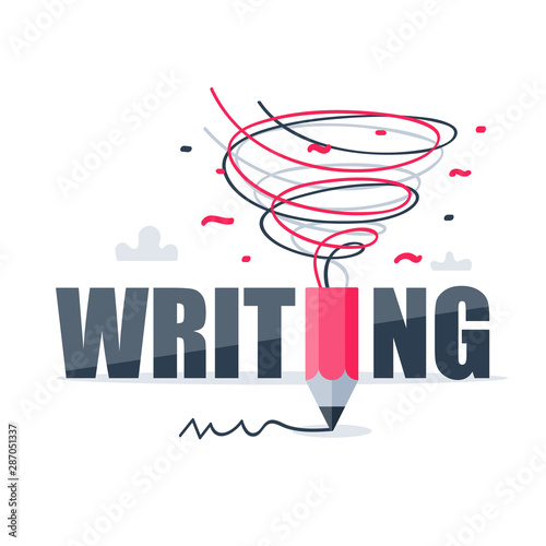 Creative writing, storytelling concept, vector illustration