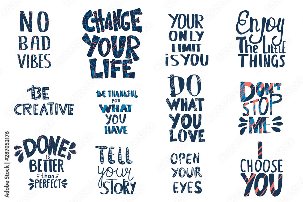 Set of stylized quotes. Vector text illustration.