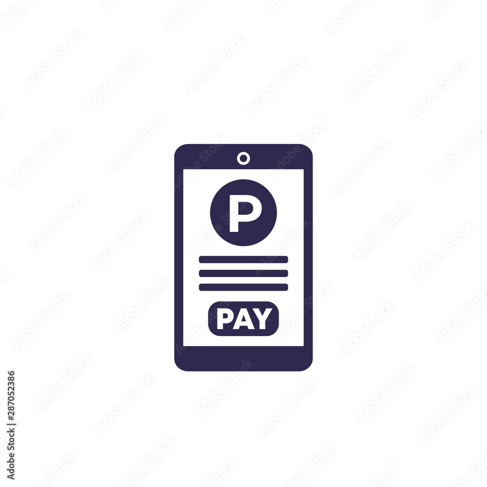 parking pay with mobile app, vector icon parking pay with mobile app, vector icon